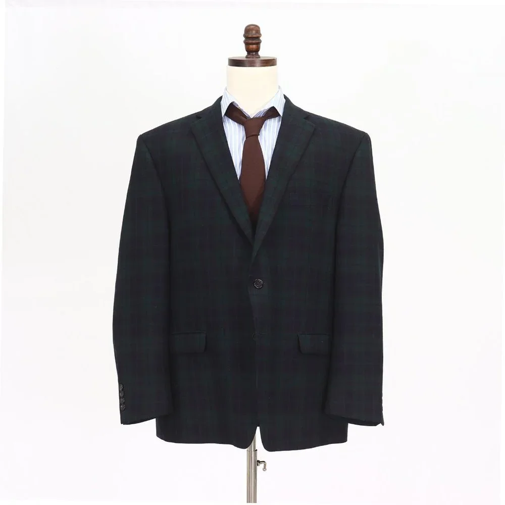 Ralph Lauren 48R Green Check 2-Button Sport Coat Blazer Jacket O010